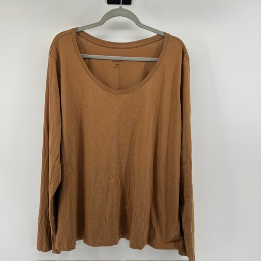 Pact Organic Cotton Scoop Neck Top Womens XXL Tan Camel Layering Capsule Staple